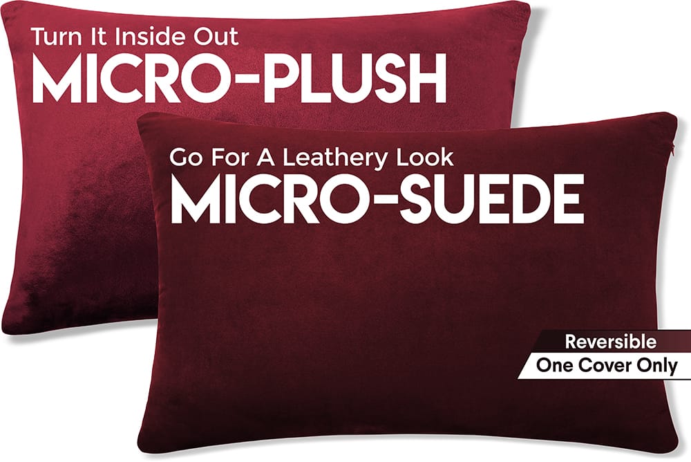 12x20 Throw Pillow - 2 PCS Luxurious Premium Pillow with Reversible Cover Microsuede/Microplush Fabric. Forever Fluffy, Outstanding Beauty & Support. Soft & Beyond Comfortable