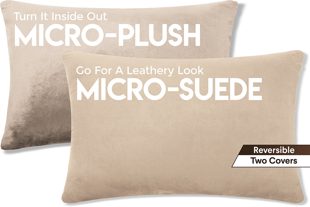12x20 Throw Pillow - 2 PCS Luxurious Premium Pillow with Reversible Cover Microsuede/Microplush Fabric. Forever Fluffy, Outstanding Beauty & Support. Soft & Beyond Comfortable