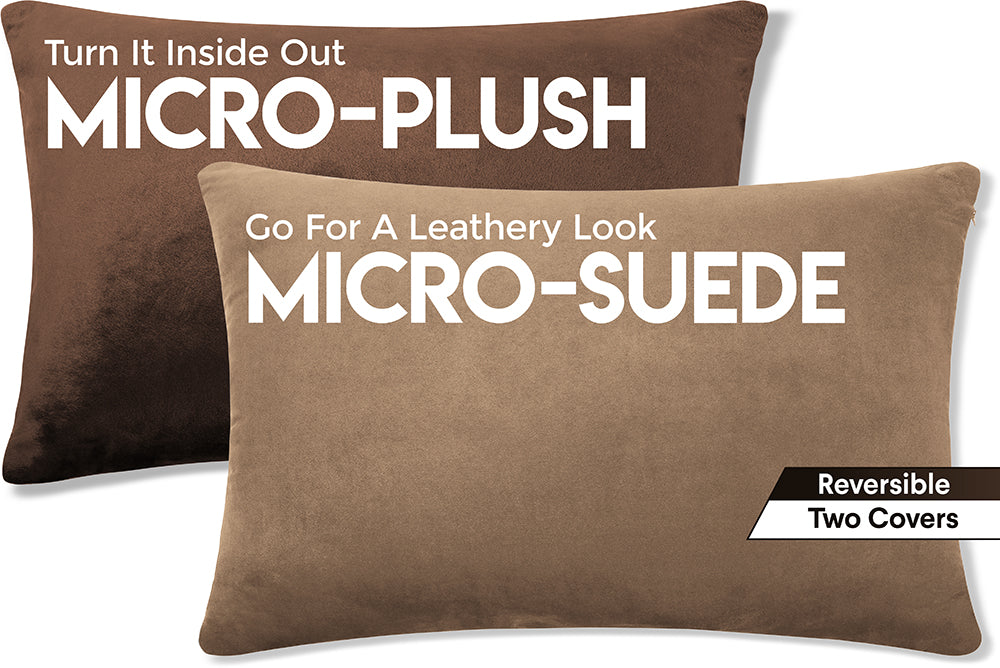 12x20 Throw Pillow - 2 PCS Luxurious Premium Pillow with Reversible Cover Microsuede/Microplush Fabric. Forever Fluffy, Outstanding Beauty & Support. Soft & Beyond Comfortable