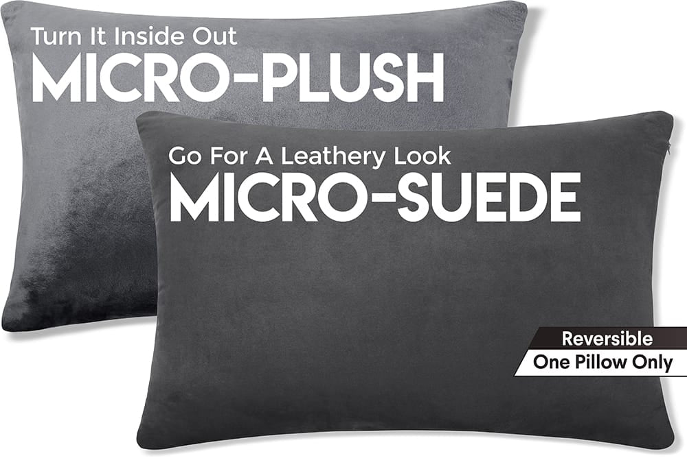 12x20 Throw Pillow - 2 PCS Luxurious Premium Pillow with Reversible Cover Microsuede/Microplush Fabric. Forever Fluffy, Outstanding Beauty & Support. Soft & Beyond Comfortable