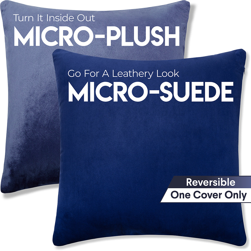 16x16 Throw Pillow - 2 PCS / 4 Sided Luxurious Premium Pillow with Reversible Cover Microsuede/Microplush Fabric. Forever Fluffy, Outstanding Beauty & Support. Soft & Beyond Comfortable