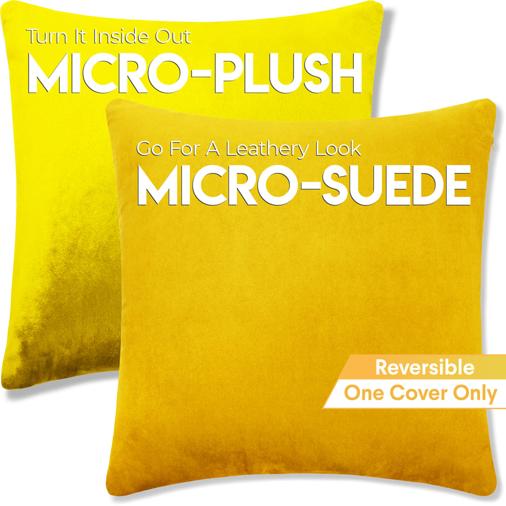 16x16 Throw Pillow - 2 PCS / 4 Sided Luxurious Premium Pillow with Reversible Cover Microsuede/Microplush Fabric. Forever Fluffy, Outstanding Beauty & Support. Soft & Beyond Comfortable