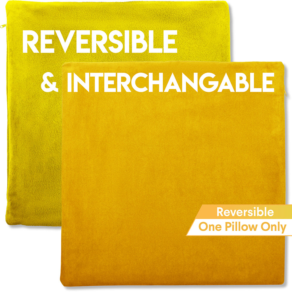 16x16 Throw Pillow - 2 PCS / 4 Sided Luxurious Premium Pillow with Reversible Cover Microsuede/Microplush Fabric. Forever Fluffy, Outstanding Beauty & Support. Soft & Beyond Comfortable