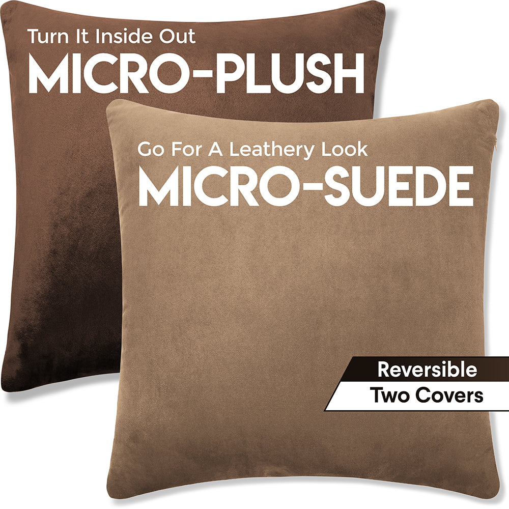 16x16 Throw Pillow - 2 PCS / 4 Sided Luxurious Premium Pillow with Reversible Cover Microsuede/Microplush Fabric. Forever Fluffy, Outstanding Beauty & Support. Soft & Beyond Comfortable