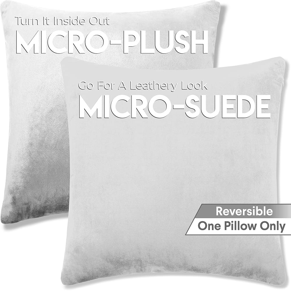 16x16 Throw Pillow - 2 PCS / 4 Sided Luxurious Premium Pillow with Reversible Cover Microsuede/Microplush Fabric. Forever Fluffy, Outstanding Beauty & Support. Soft & Beyond Comfortable