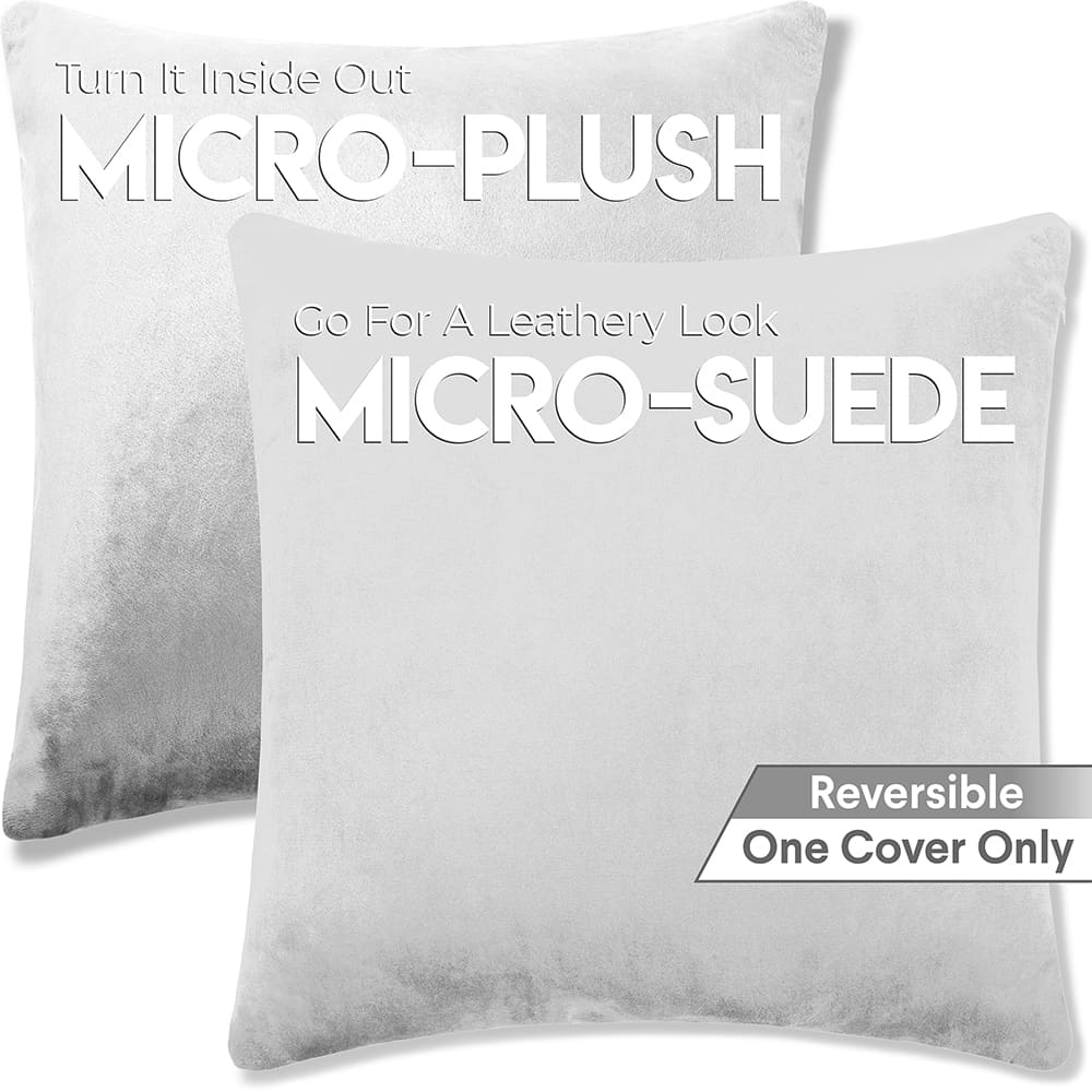 16x16 Throw Pillow - 2 PCS / 4 Sided Luxurious Premium Pillow with Reversible Cover Microsuede/Microplush Fabric. Forever Fluffy, Outstanding Beauty & Support. Soft & Beyond Comfortable
