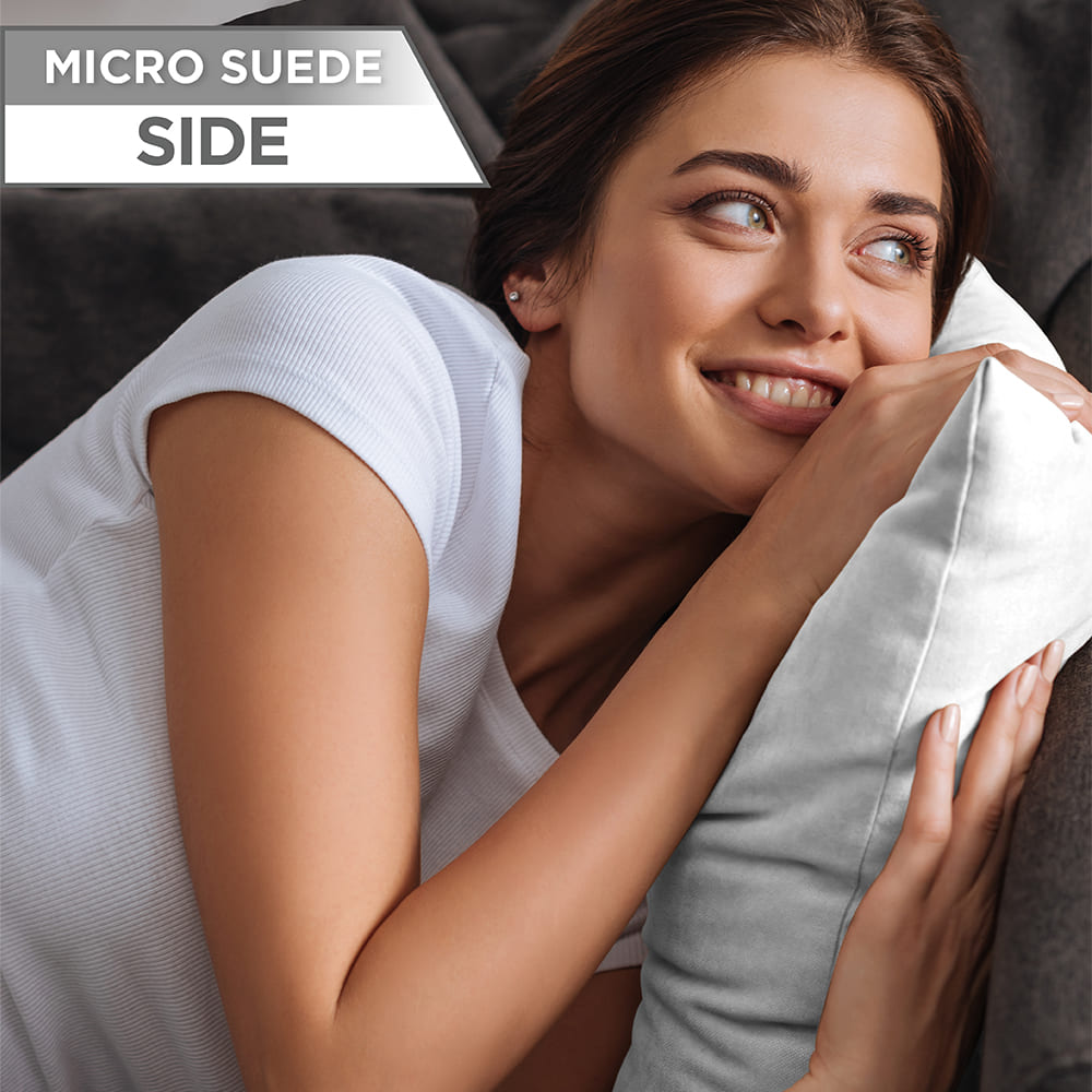 16x16 Throw Pillow - 2 PCS / 4 Sided Luxurious Premium Pillow with Reversible Cover Microsuede/Microplush Fabric. Forever Fluffy, Outstanding Beauty & Support. Soft & Beyond Comfortable